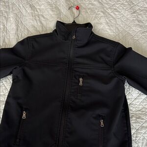 Kids Black Softshell Jacket with Zipper Pockets